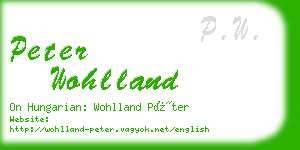 peter wohlland business card